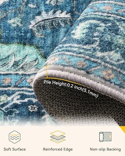 RELEANY Washable Area Rug, Runner 2'6"x5', Teal
