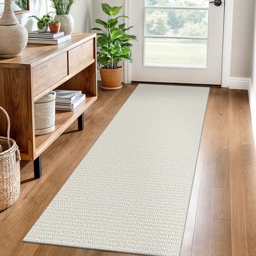 EARTHALL Washable Runner Rug, Non Slip Bedside Rug, 2x6 Ft, Cream/Grayish