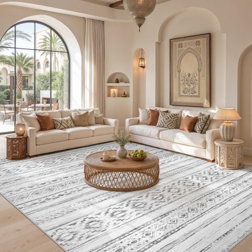 cotiled Boho 10x14 Area Rug for Living Room: Large Moroccan Washable Rug