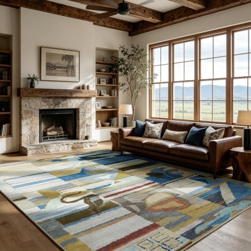 8x10 Modern Abstract Washable Area Rug for Living Room,Bedroom,Dining Room