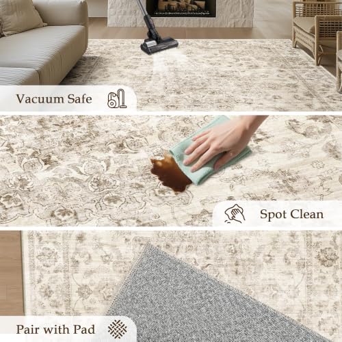 6x9 Beige Neutral Area Rug