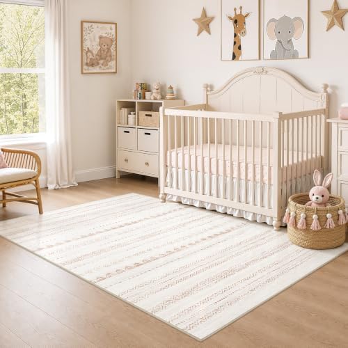 Nakagishi Boho 4x6 Area Rug Living Room Rugs Machine Washable Beige/Brown