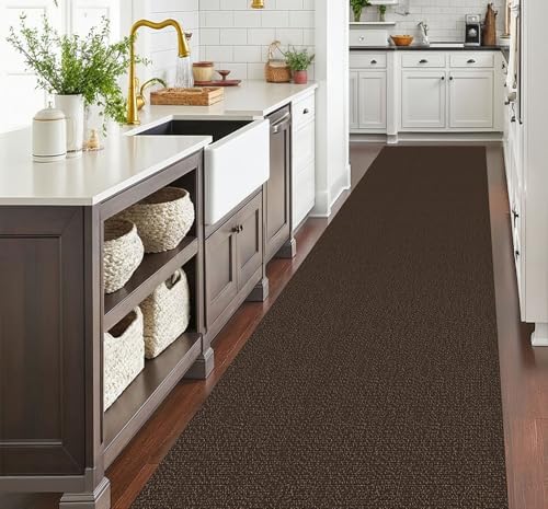EARTHALL Washable Runner Rug, Non Slip Hall Runner, 3x20 Ft, Brown/Coffee