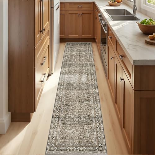 OPPODREAM Vintage Brown Area Rugs 2x10, Washable Rug for Living Room