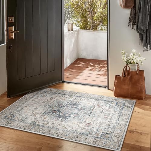 Machine Washable Throw Rugs for Entryway: Door Mat Indoor Entrance 2x3 Small Rug Stain Resistant Non-Slip Low Pile Soft Carpet for Kitchen Front Door Indoor Entry Bathroom Bedroom