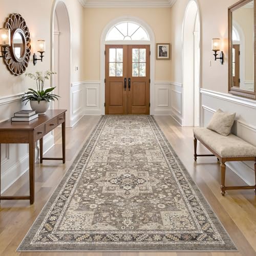 cotiled 3x10 Hallway Runner Rug for Entryway, Non-Slip Vintage, Brown