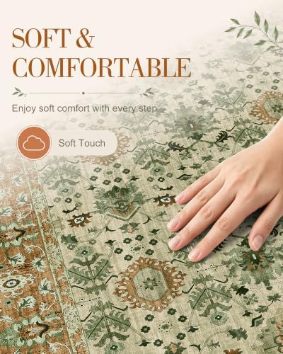 OLANLY 8x10 Washable Area Rug, Soft Non Slip Carpet for Bedroom Living Room
