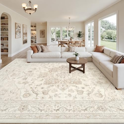 10x12 Area Rugs Living Room: Bedroom Washable Carpet Beige White
