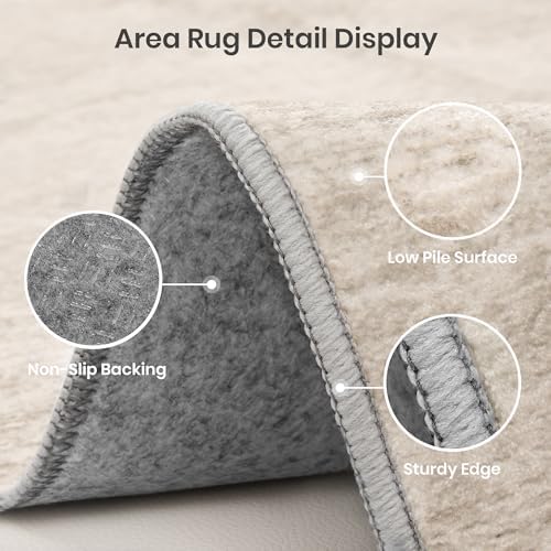Valenrug 5x8 Area Rug Non Slip, Large Washable Rugs for Living Room, Brown