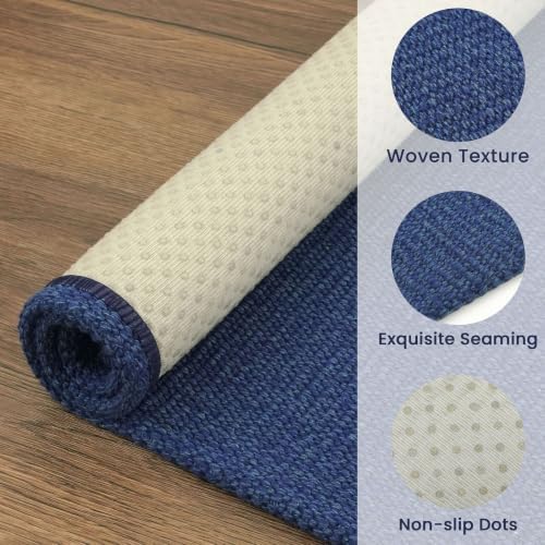 EARTHALL Washable Entryway Rug, Non Slip Doormat, 3x4 Ft, Heathered Blue