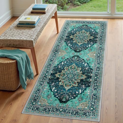RELEANY Washable Area Rug, Runner 3'x6', Teal