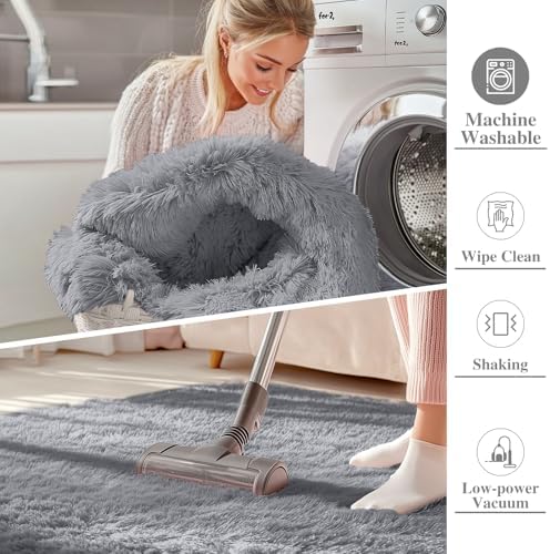 OLANLY 8x10 Machine Washable Large Area Rugs for Living Room, Bedroom, Soft Fluffy Shaggy Bedside Rug, Indoor Floor Carpet for Kids Girls and Boys, Dorms, Nursery, Home Decor Aesthetic, Light Grey