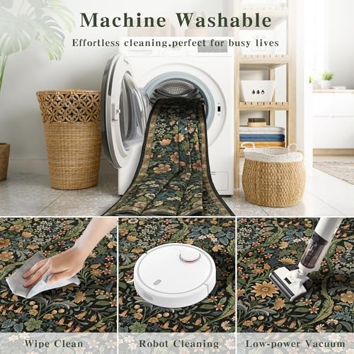 Floral 2x3 Entryway Rug Washable Doormat Indoor Throw Rug, Brown