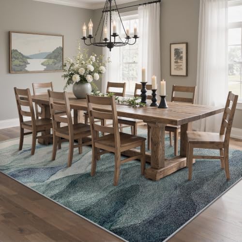 BEIMO 8x10 Area Rugs for Bedroom, Dusty Teal Washable Abstract Rug