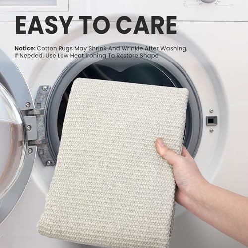 EARTHALL Washable Runner Rug, Non Slip Doormat, 2x4 Ft, Cream/Grayish