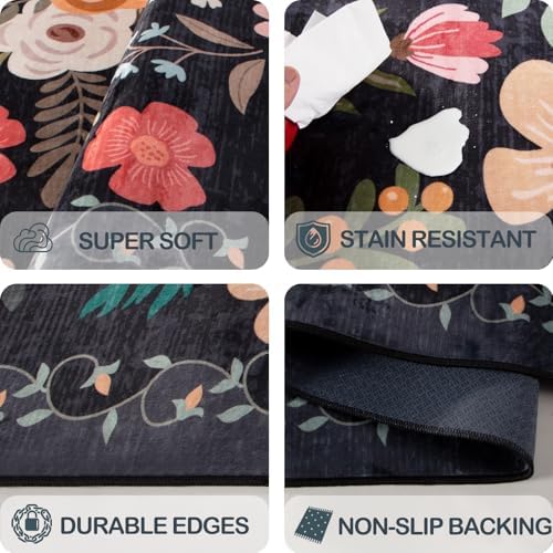 10x14 Area Rug for Living Room Washable Carpet (Black)