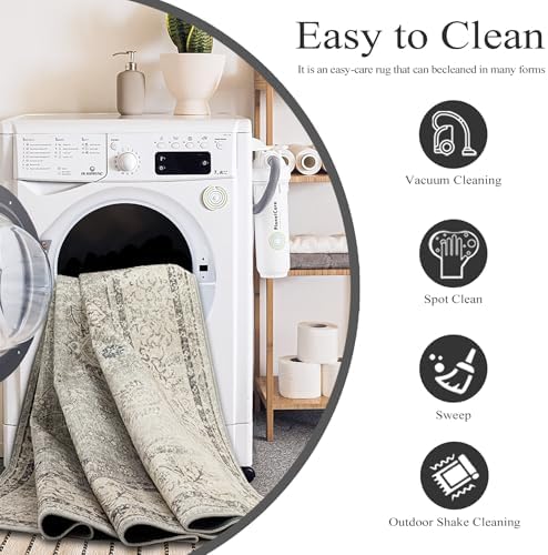 Ruaruarug Washable Area Rug 8×10 for Living Room, Ultra Soft, Gray