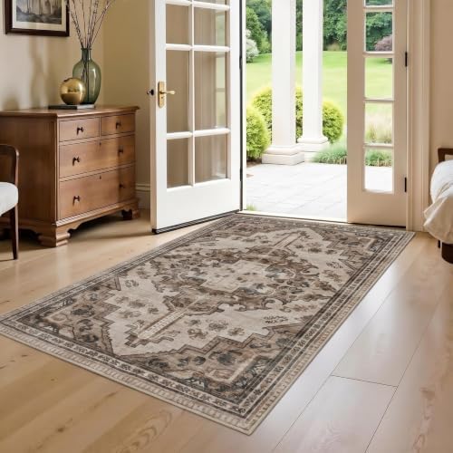 Joydeco 3x5 Area Rugs Vintage for Living Room, Light Coffee