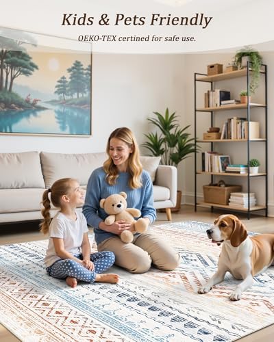 Miukiki 6x9 Area Rug Washable Non Slip Rug for Living Room Multi