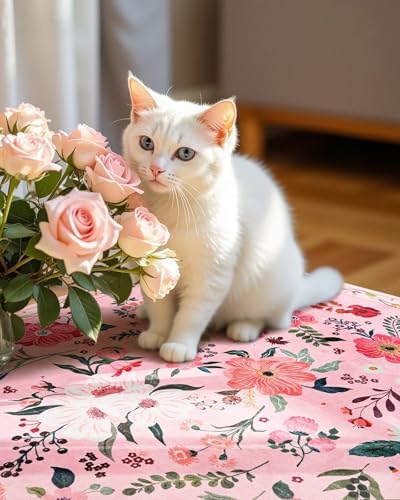 Macgace Floral Area Rug for Entryway, Washable 2x3 Pink Small Rugs