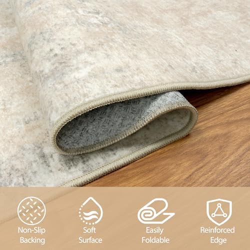 5x8 Area Rugs for Living Room Washable Bedroom Dining Room Beige Grey