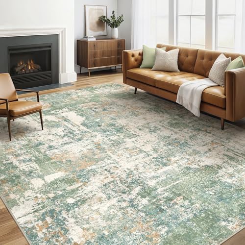 LOONGRUG Area Rug 5x7 Washable Neutral Modern Living Room Rugs Green