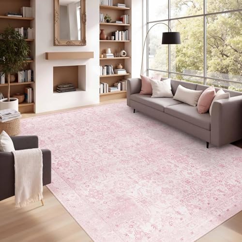 Rugxara Pink Rug 6x9 Area Rugs Washable Rug for Living Room Girls Bedroom