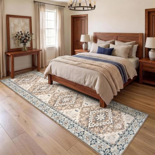 Lofus 2x8 Hallway Kitchen Washable Runner Rug, Boho Entry Long Carpet Brown