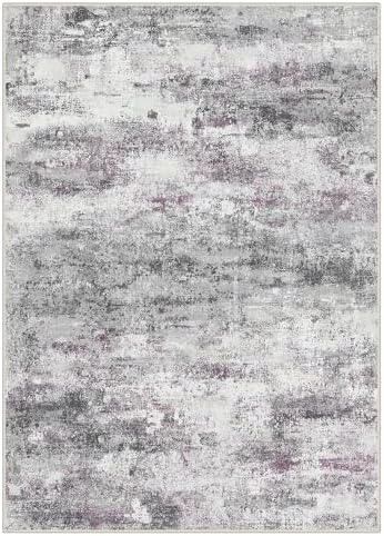 BEIMO 5x7 Area Rugs for Bedroom, Purple Grey Washable Abstract Non Slip Rug