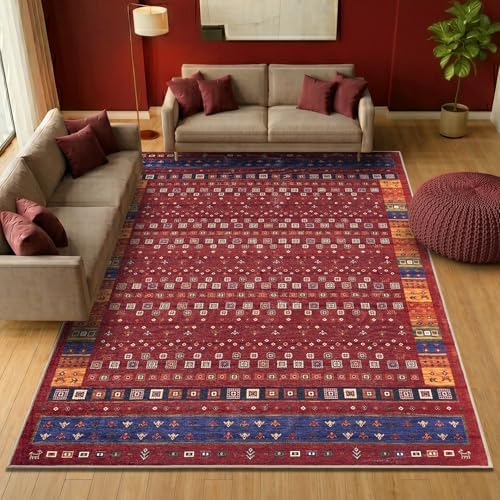 Keen Home Design 10x14 Rug - Machine Washable Area Rug with Non-Slip Backing, Ideal for Living Room, Dining Room, Bedroom - Vintage, Easy Clean, Durable, Low Pile Rug - (9'7" x 14')