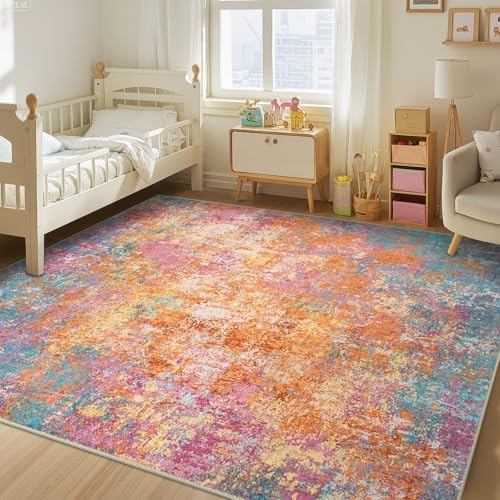 RELEANY Washable 9'x12' Abstract Area Rug for Living Room Starlight