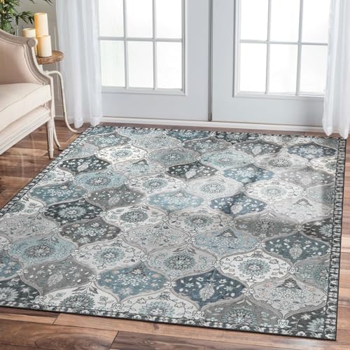 Lahome Moroccan Washable Area Rug 6x9, Large Soft Living Room Bedroom Rugs