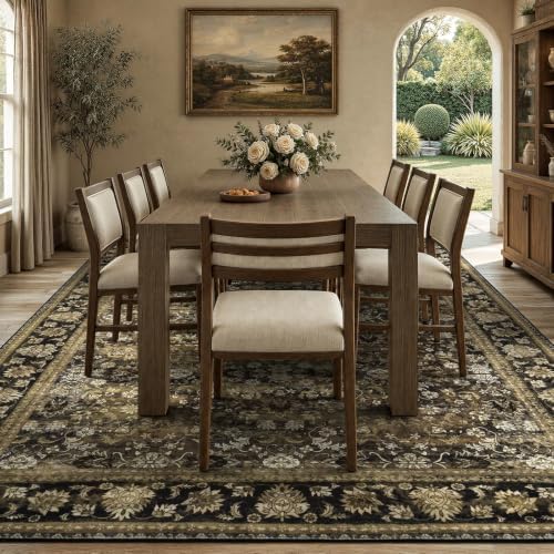 9x12 Area Rug for Living Room, Non-Slip Washable Large Carpet, Mocha Brown