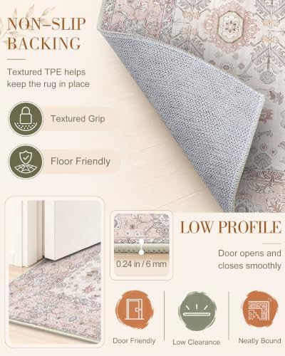 OLANLY 3x5 Washable Accent Rug, Soft Non Slip Carpet for Entryway Bedside