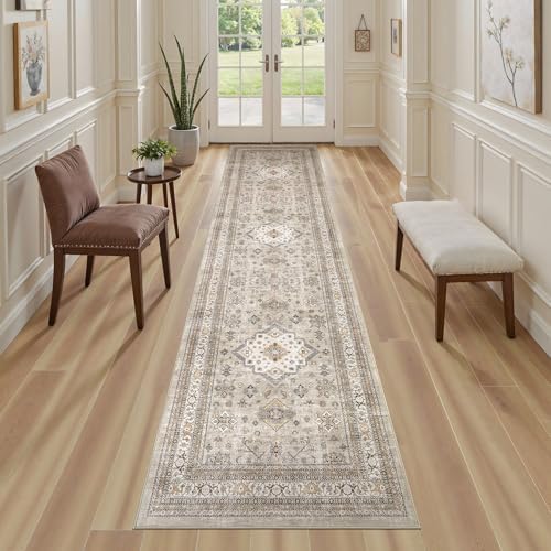 cotiled 2x6 Hallway Runner Rug for Entryway, Non-Slip Vintage, Beige