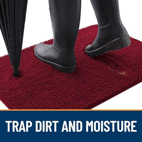 OLANLY Dog Door Mat for Muddy Paws 70x32, Super Absorbent Chenille Mud Mat