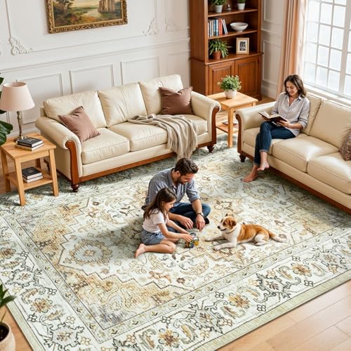 Lessymo 8 x 10 Area Rugs for Living Room, Washable Bedroom Large Rug, Beige