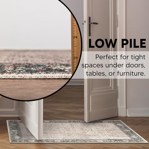 Keen Home Design Vintage Washable Entryway Rug, Non-Slip Low Pile, 2x3