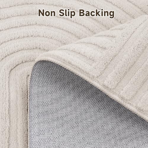Pauwer 4ft Area Rugs for Living Room, Modern Non Slip Washable Rug, Beige