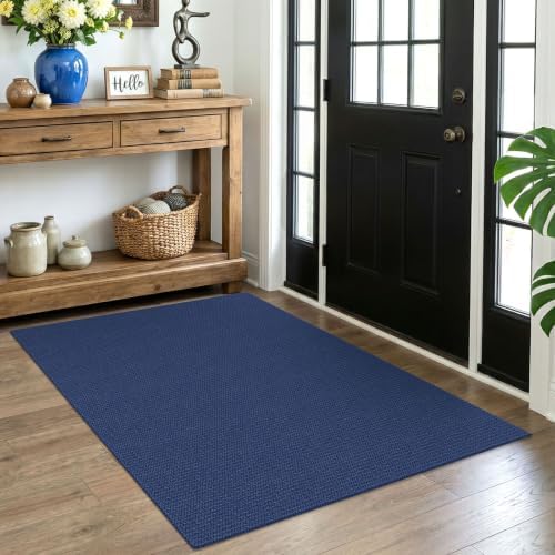 EARTHALL Washable Area Rug, Non Slip Entryway Rug, 4x5 Ft, Heathered Blue