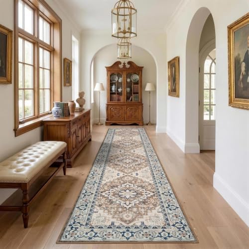 Lofus 2x8 Hallway Kitchen Washable Runner Rug, Boho Entry Long Carpet Brown