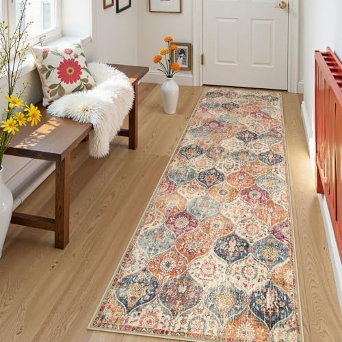 Lahome Moroccan Kitchen Runner, 2'5''x8' Washable Runners for Hallways 8ft