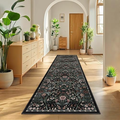 3x10 Floral Runner Rug for Kitchen Washable Hallway Runner Rug