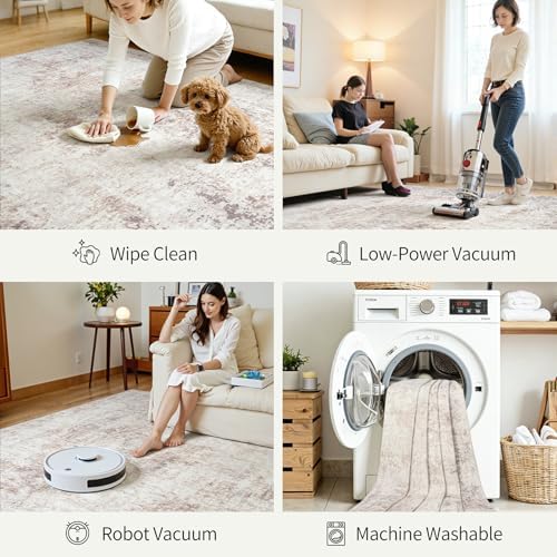 10x14 Area Rugs for Living Room Large Washable Abstract Rug Beige Grey