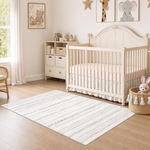 Nakagishi Boho 3x5 Area Rug Living Room Rugs Machine Washable Gray