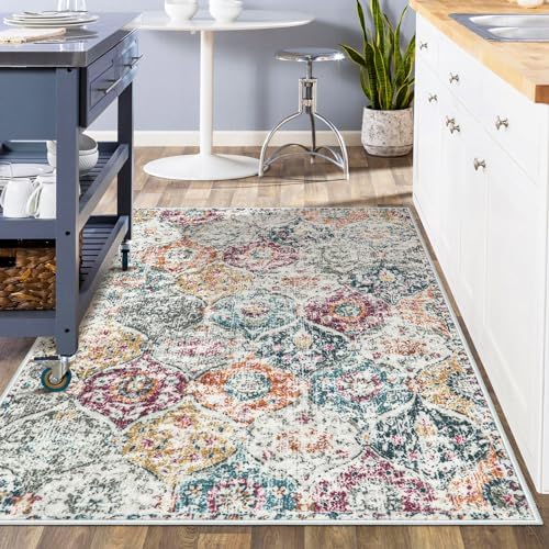 Lahome Moroccan Small Washable Area Rug, 3x5 Rug for Bedroom Living Room