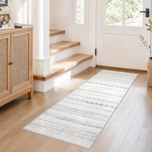 Nakagishi Boho 2x6 Runner Rug Machine Washable Rugs Non Slip Gray