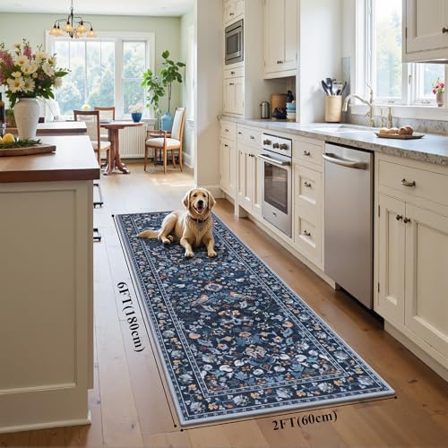 HEBE Hallway Runner Rug 2'x6', Washable Non Slip Kitchen Rug Runner