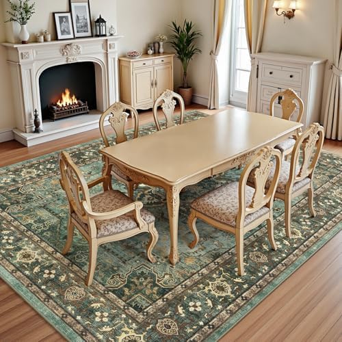 Lofus 9x12 Green Area Rugs for Bedroom Living Room, Vintage Boho Carpet