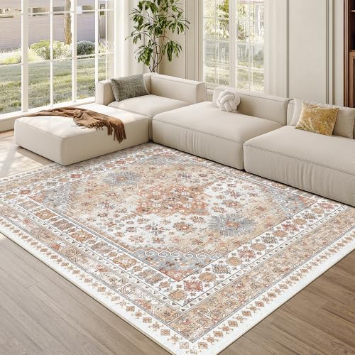 zesthome 5x5 Rug for Living Room,Large Washable Rug,Orange